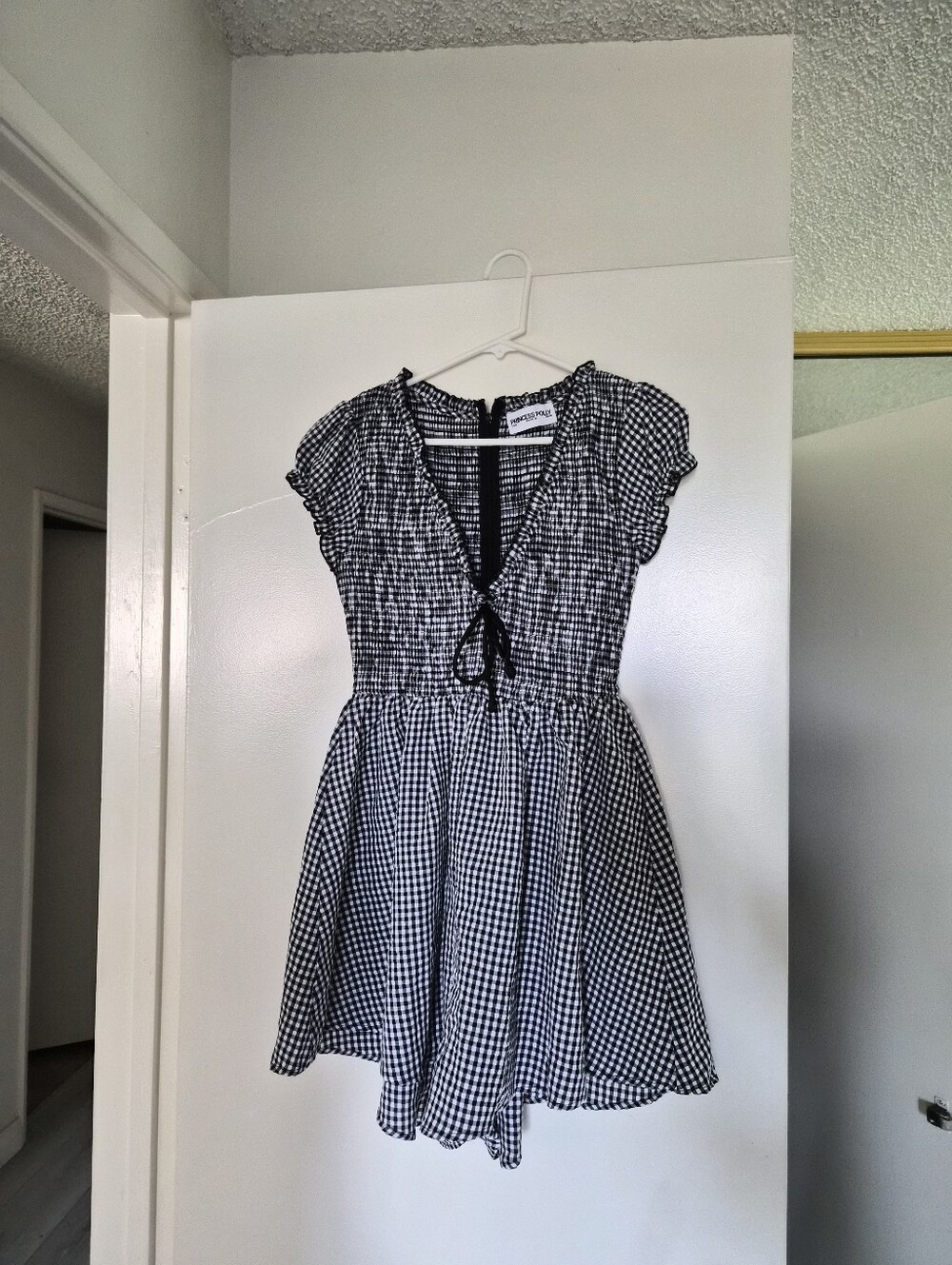 Princess Polly Black/White Gingham Romper